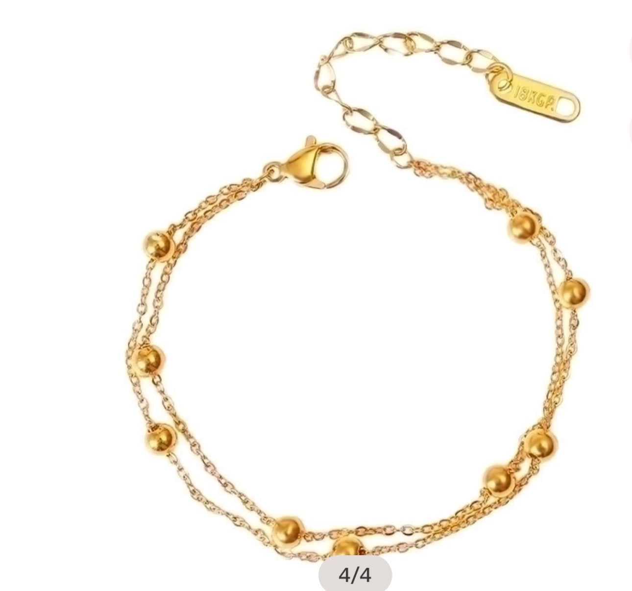 304 Stainless Steel 18k Gold Plated Beaded Ankelet