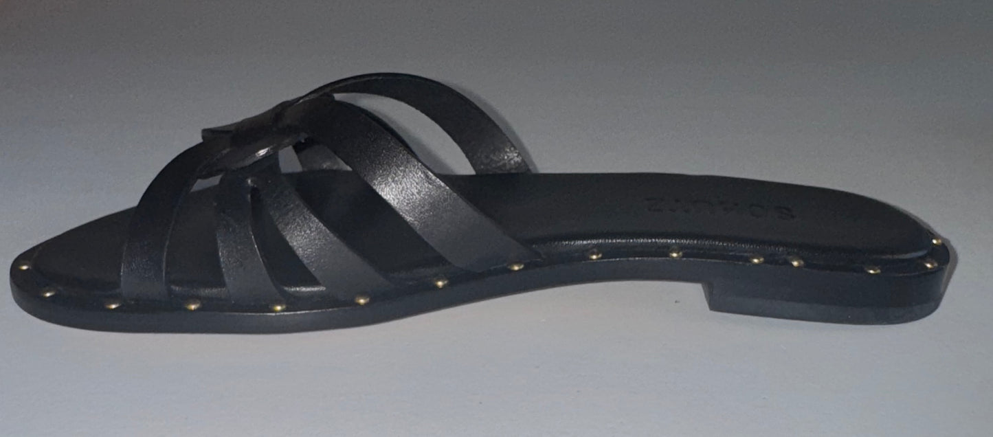 New Schultz Phoenix Flat Leather Sandal 7W