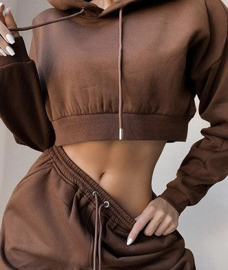 Cropped Hoodie Sweatsuit Set