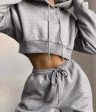 Cropped Hoodie Sweatsuit Set