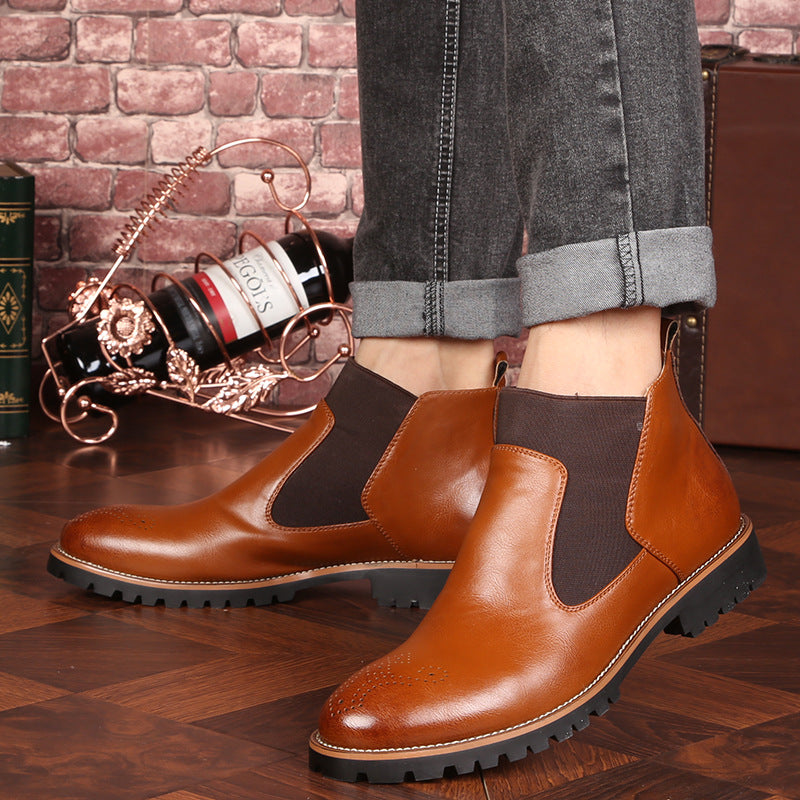 Martin Brock Leather Round Chelsea Boots