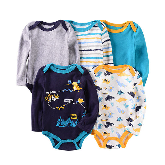 5 Pk Long Sleeve Onesies 3-12M