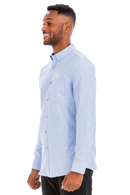 Solid Button Down Long Sleeve Shirt