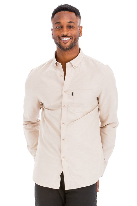 Solid Button Down Long Sleeve Shirt