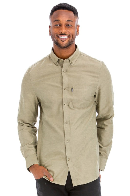 Solid Button Down Long Sleeve Shirt