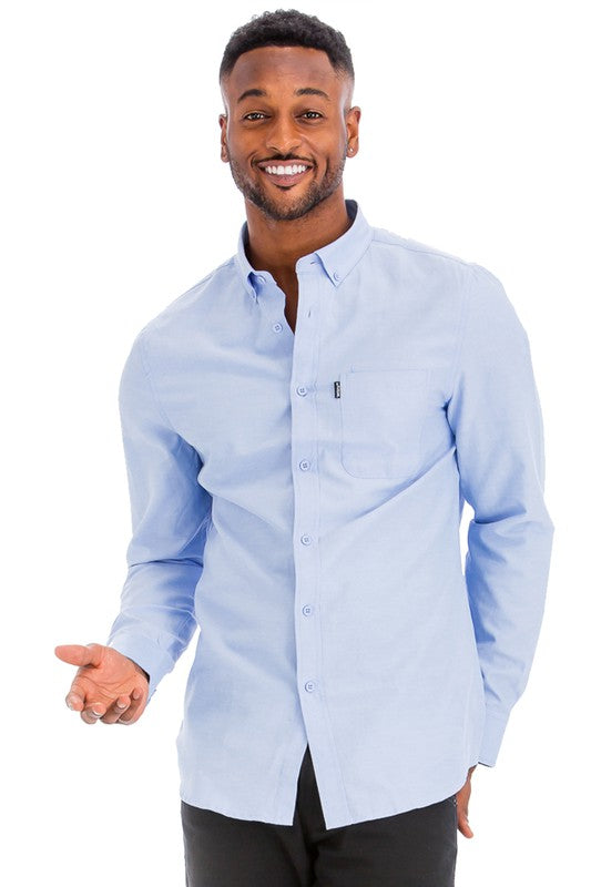 Solid Button Down Long Sleeve Shirt