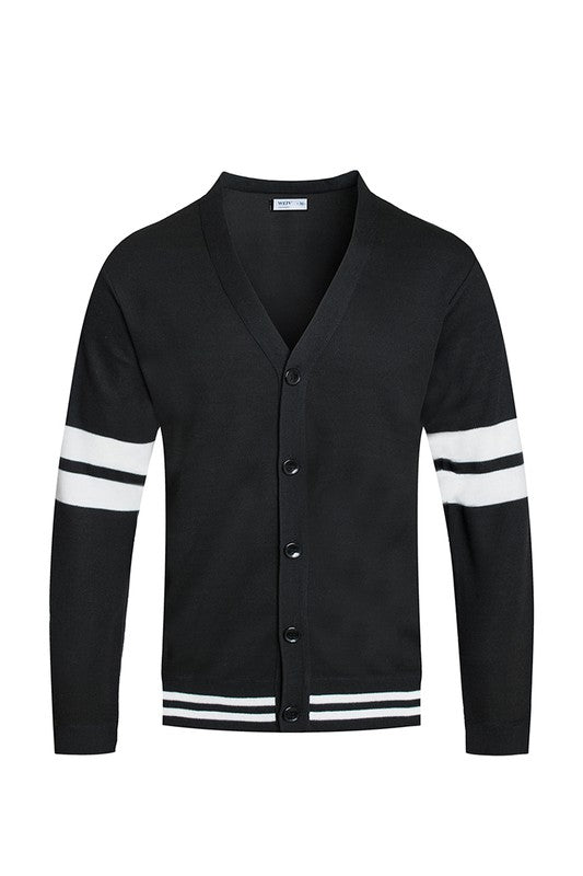 Weiv Two Stripe Button Cardigan