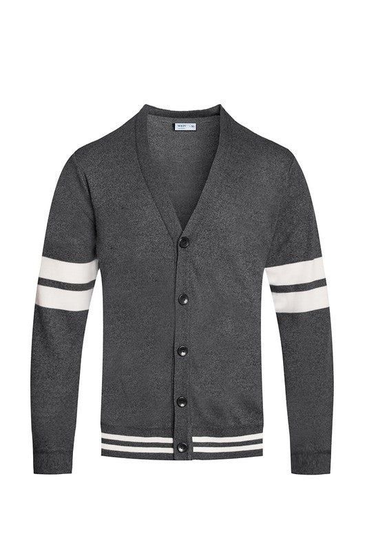 Weiv Two Stripe Button Cardigan