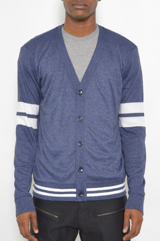 Weiv Two Stripe Button Cardigan