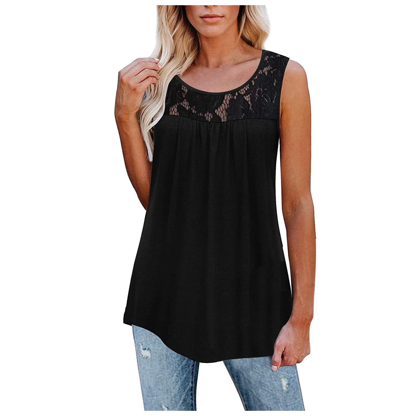 Lace O-Neck Tank Top