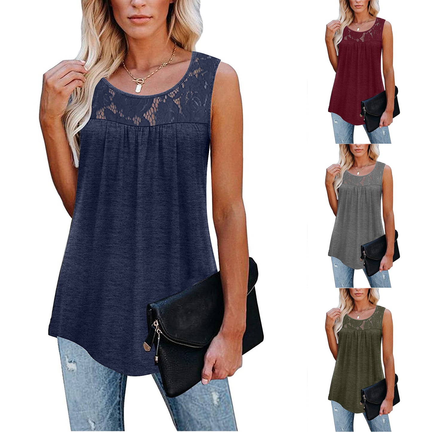 Lace O-Neck Tank Top