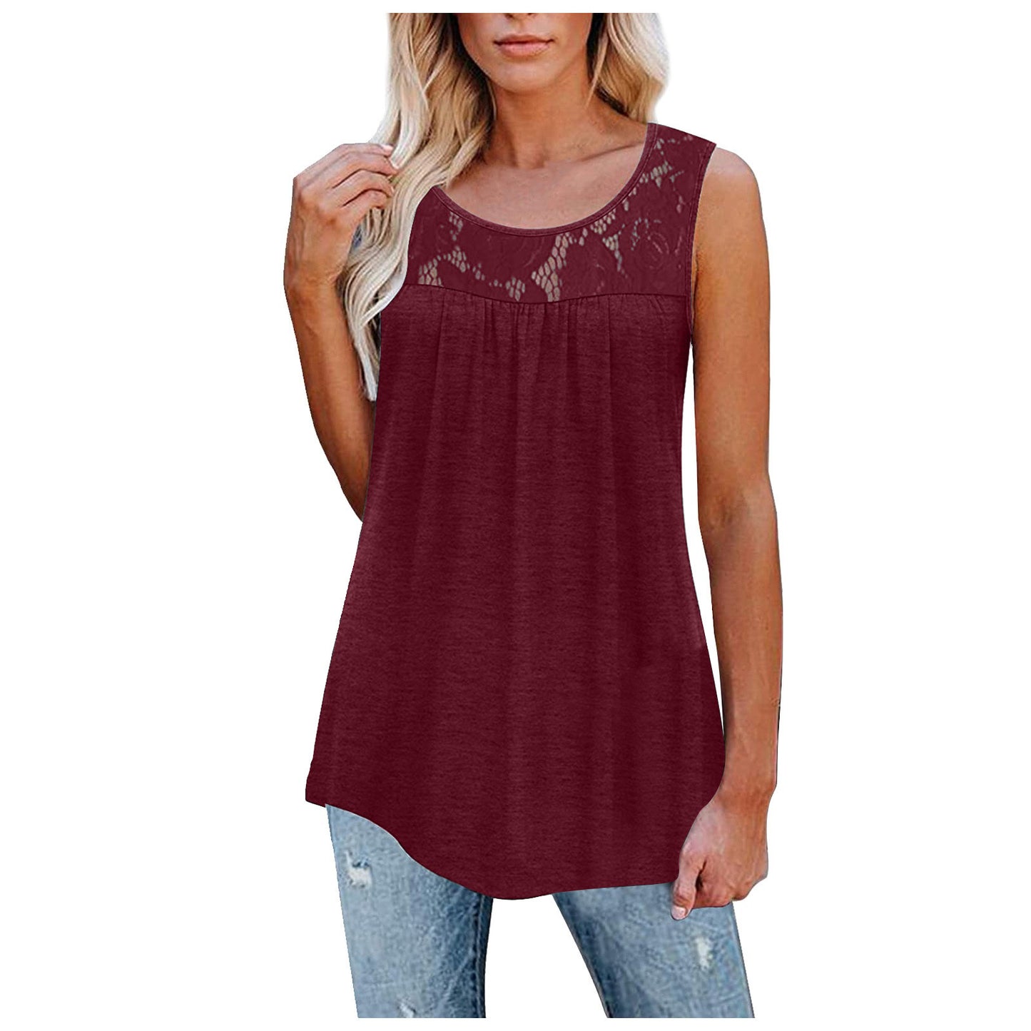 Lace O-Neck Tank Top