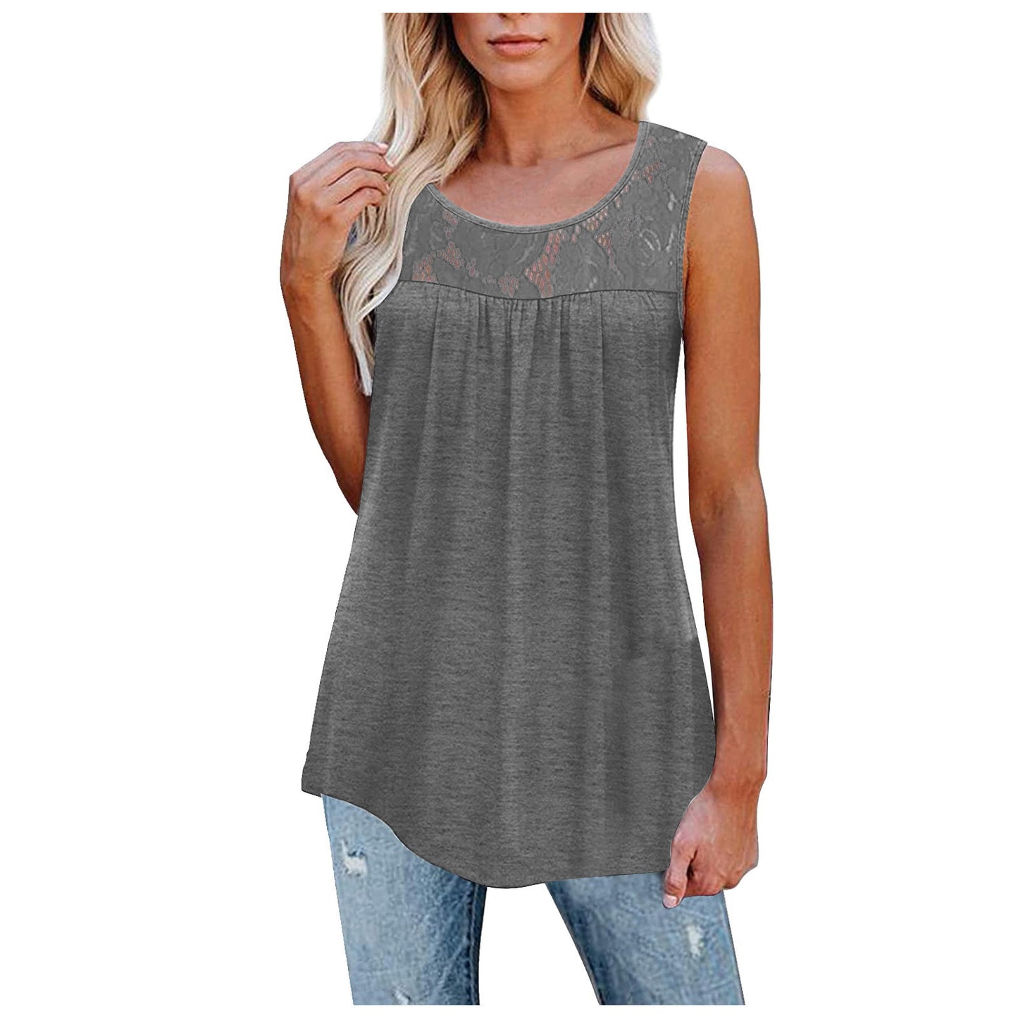 Lace O-Neck Tank Top