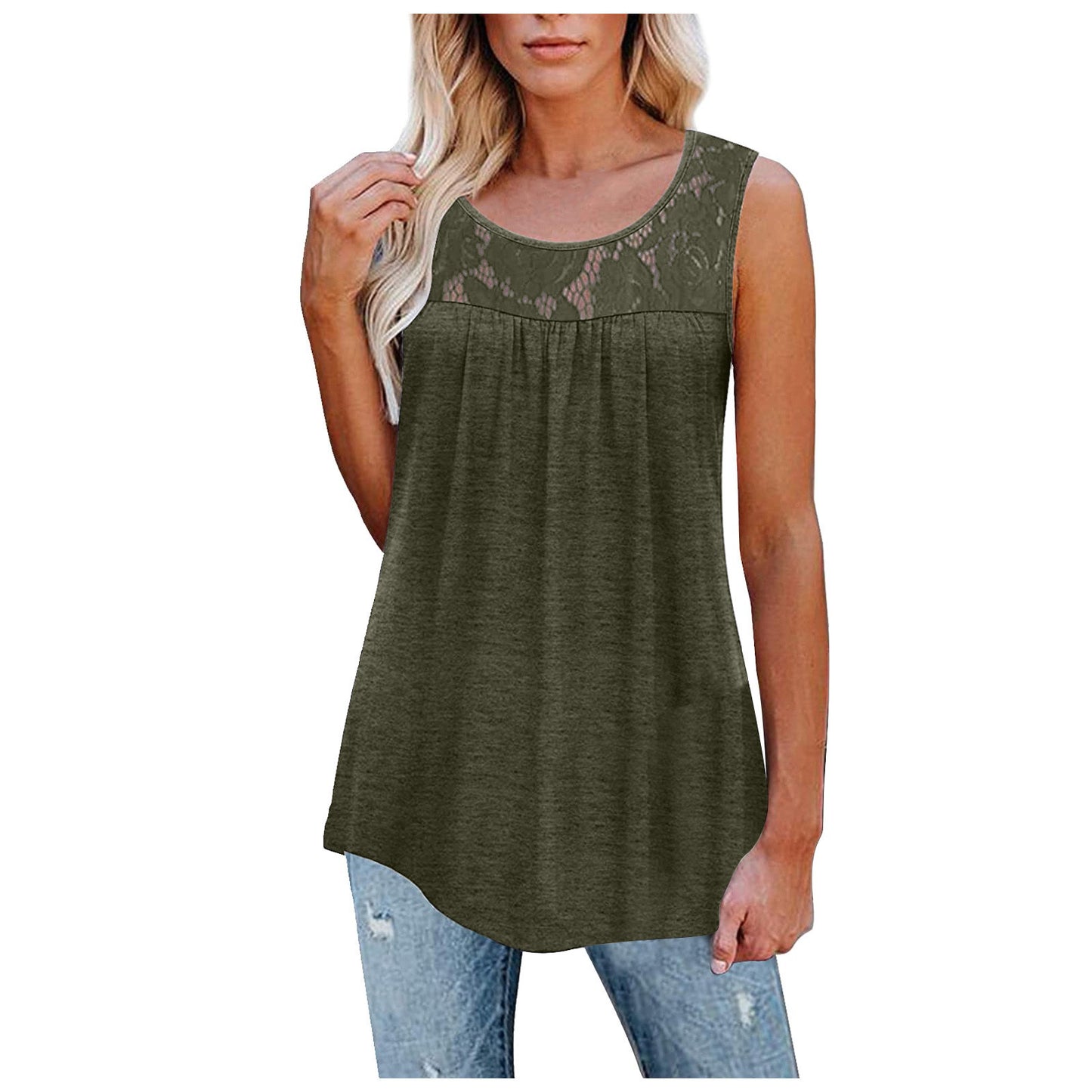 Lace O-Neck Tank Top