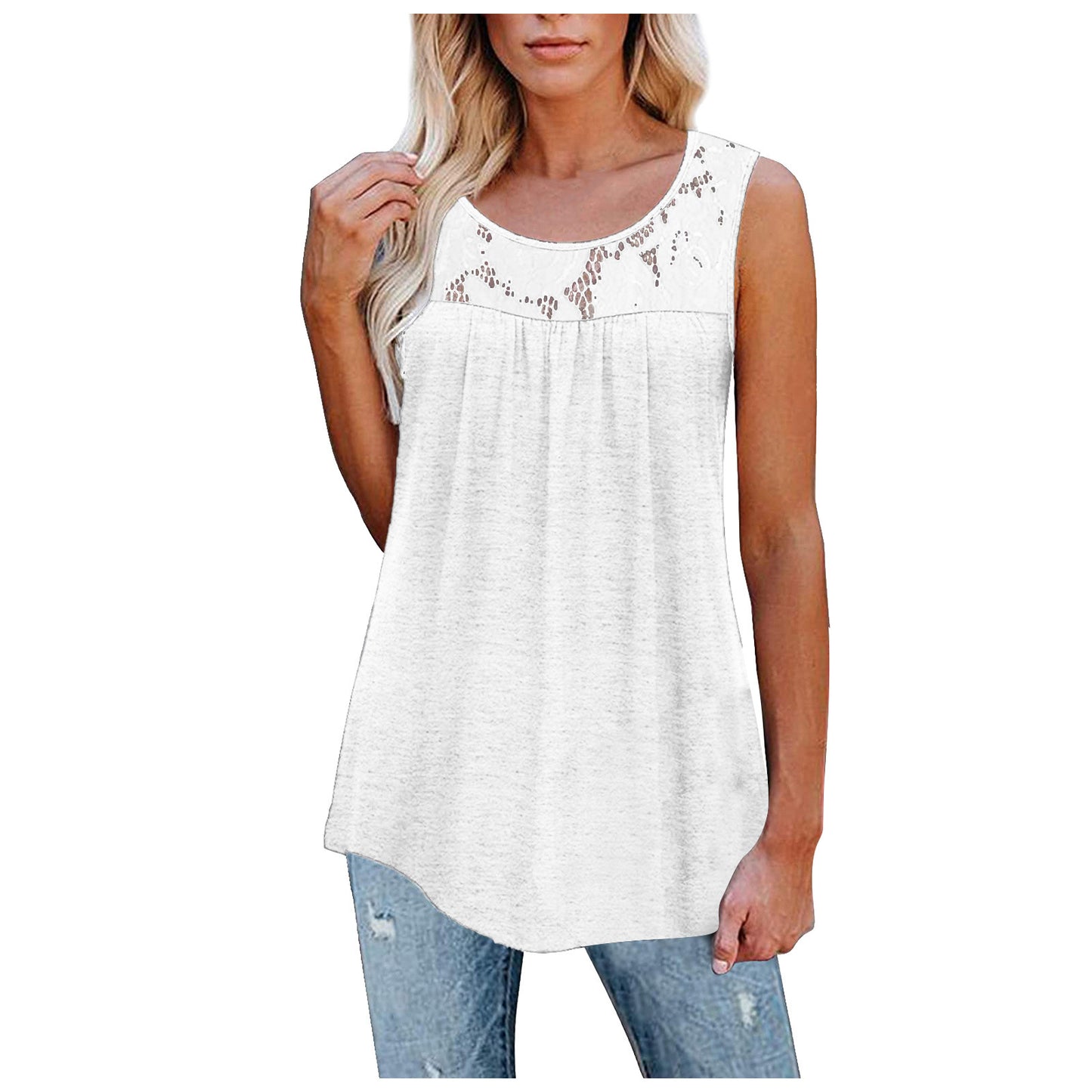 Lace O-Neck Tank Top