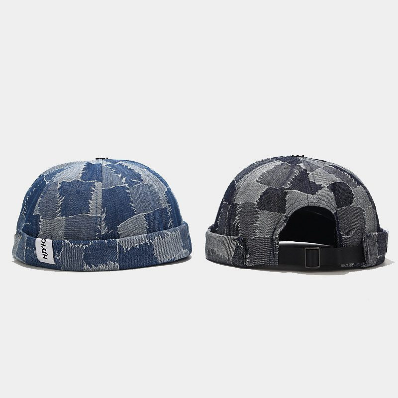 Contrast Plaid Denim Landlord Hat