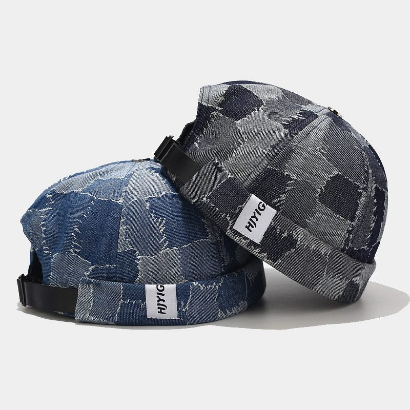 Contrast Plaid Denim Landlord Hat