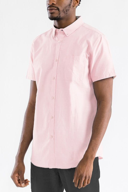 Weiv Casual Short Sleeve Solid Button Down Shirt