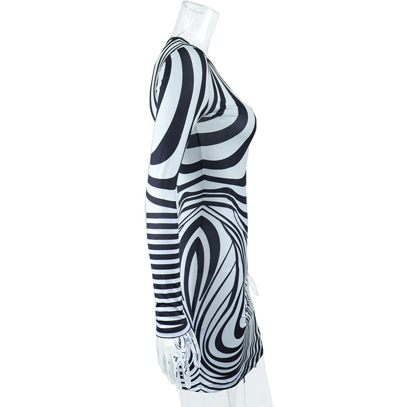 Zebra Print Ruched Mini Dress