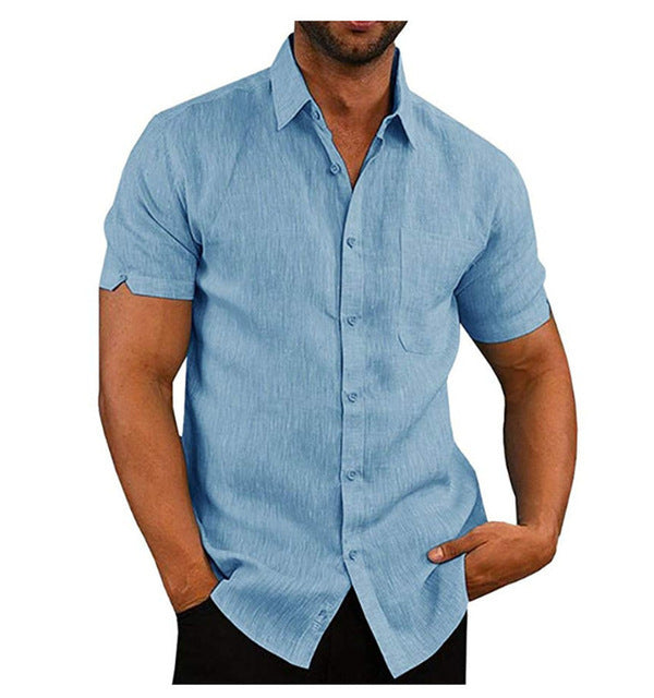 Short Sleeve Solid Button Down