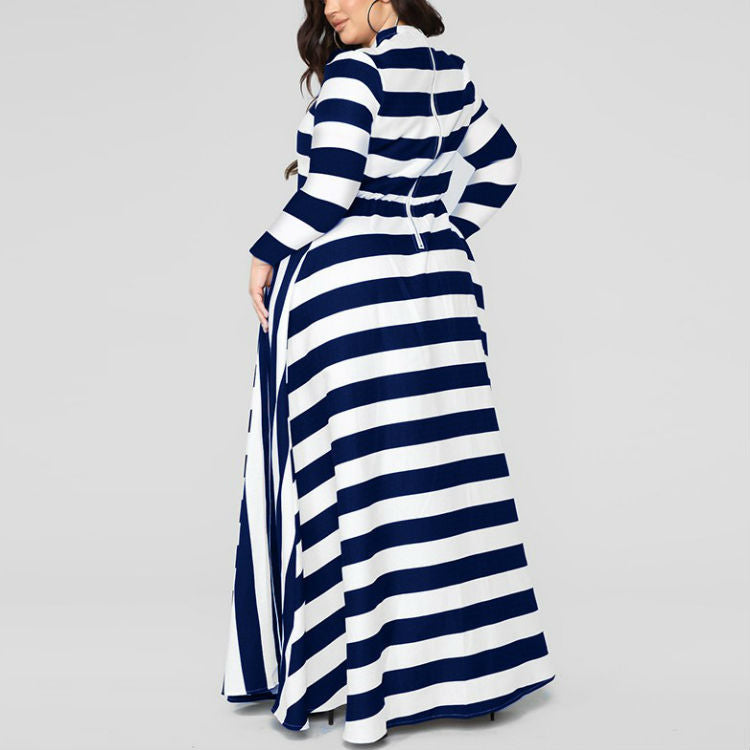 Curvy Striped Maxi Dress