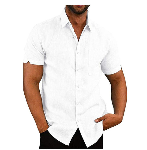 Short Sleeve Solid Button Down