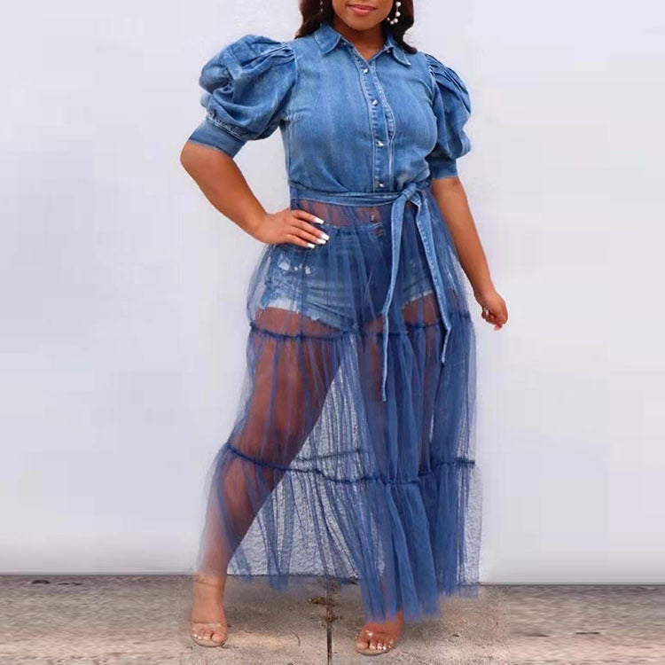 Curvy Denim Maxi Shirt