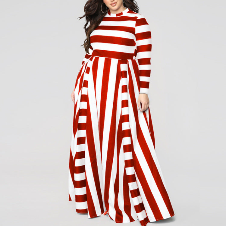 Curvy Striped Maxi Dress