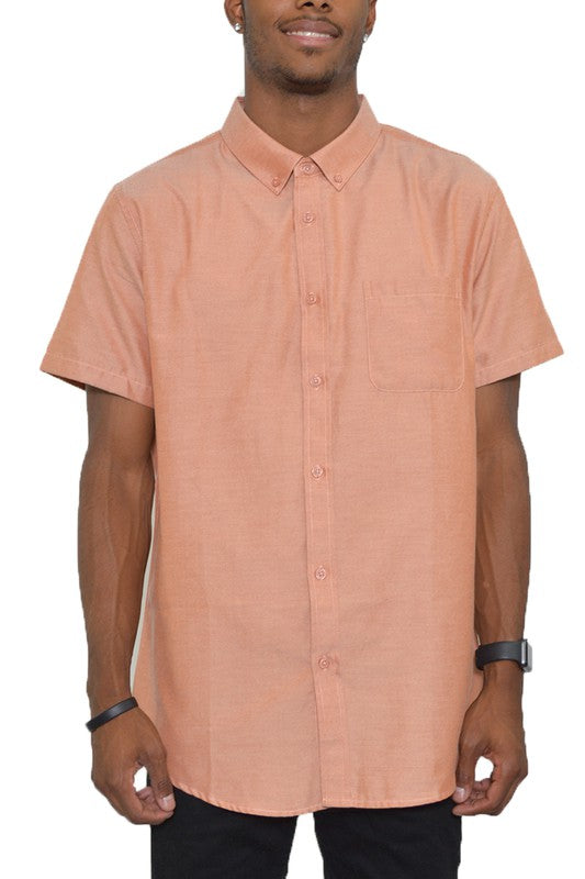 Weiv Casual Short Sleeve Solid Button Down Shirt