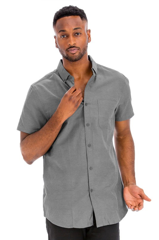 Weiv Casual Short Sleeve Solid Button Down Shirt