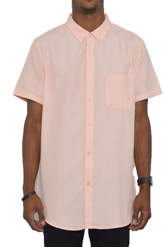 Weiv Casual Short Sleeve Solid Button Down Shirt