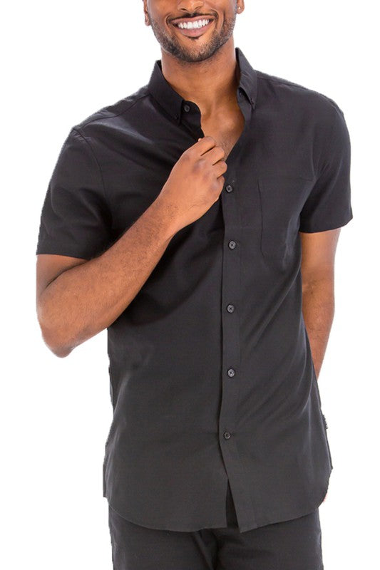 Weiv Casual Short Sleeve Solid Button Down Shirts