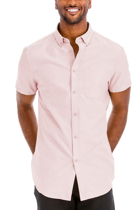 Weiv Casual Short Sleeve Solid Button Down Shirts