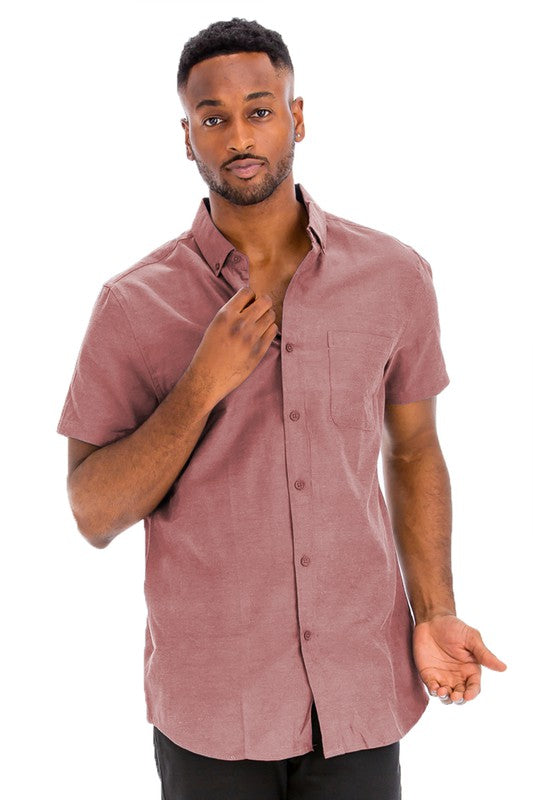 Weiv Casual Short Sleeve Solid Button Down Shirts