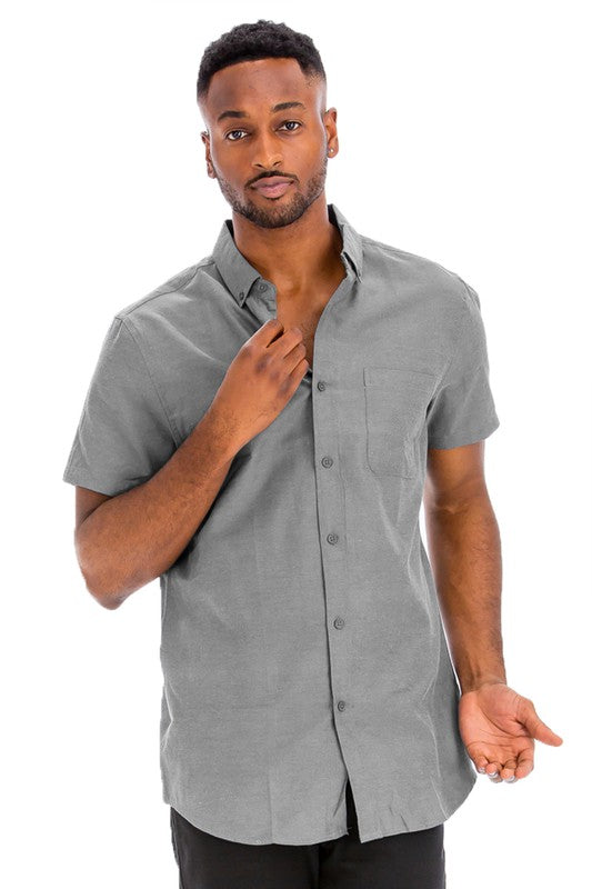 Weiv Casual Short Sleeve Solid Button Down Shirt