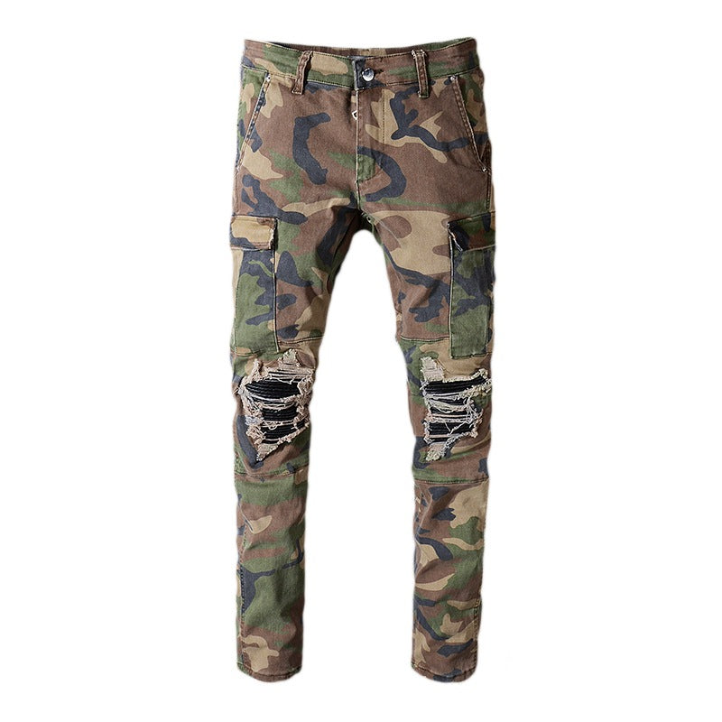 Camo Ripped Pants For Men