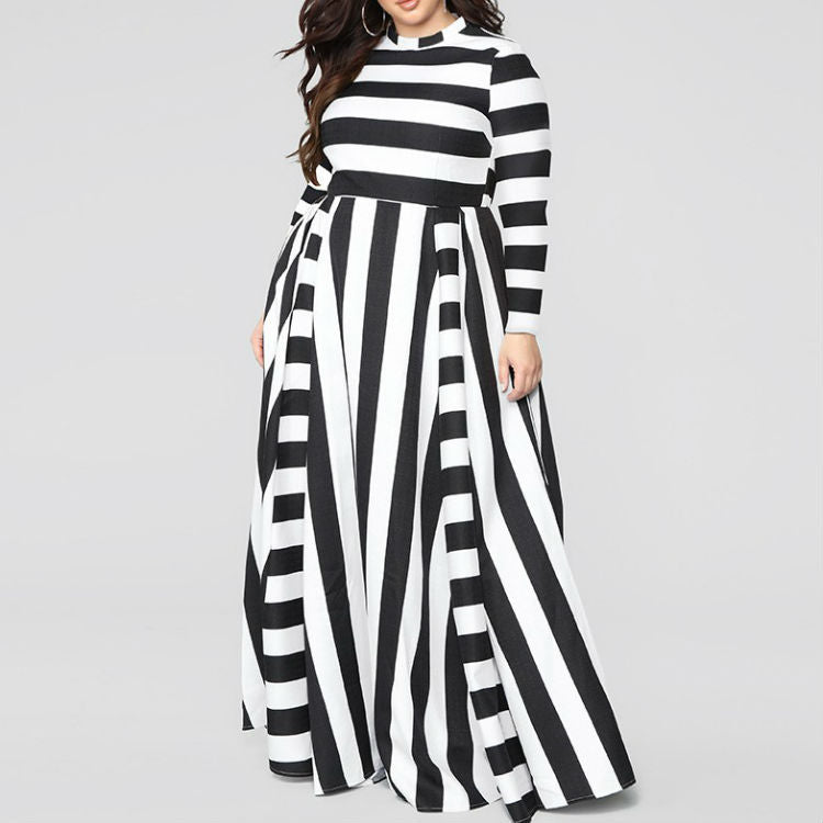 Curvy Striped Maxi Dress