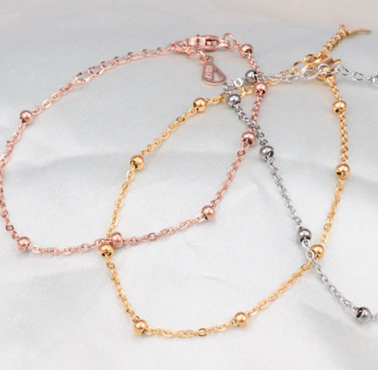 Heart 304 Stainless Steel Titanium Steel 18k Gold Plated Rose Gold Plated No Inlaid Anklet