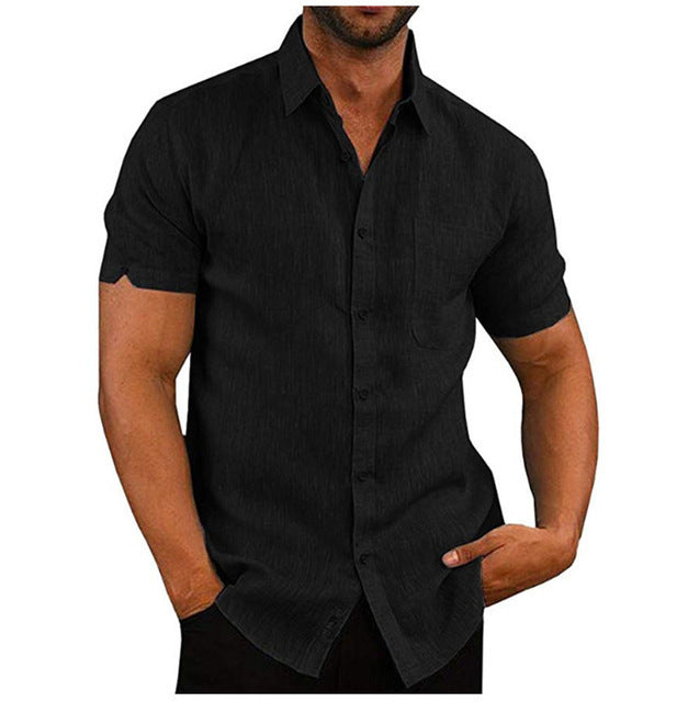 Short Sleeve Solid Button Down