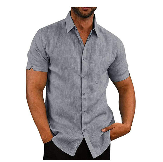 Short Sleeve Solid Button Down