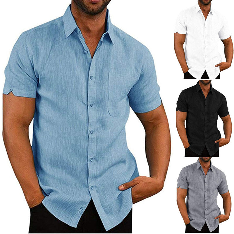 Short Sleeve Solid Button Down