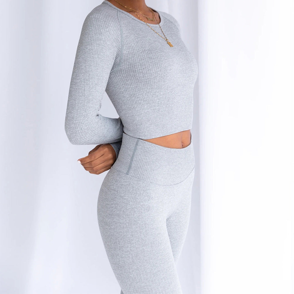 Ribbed Seamless Long Sleeve & Pants Yoga Set