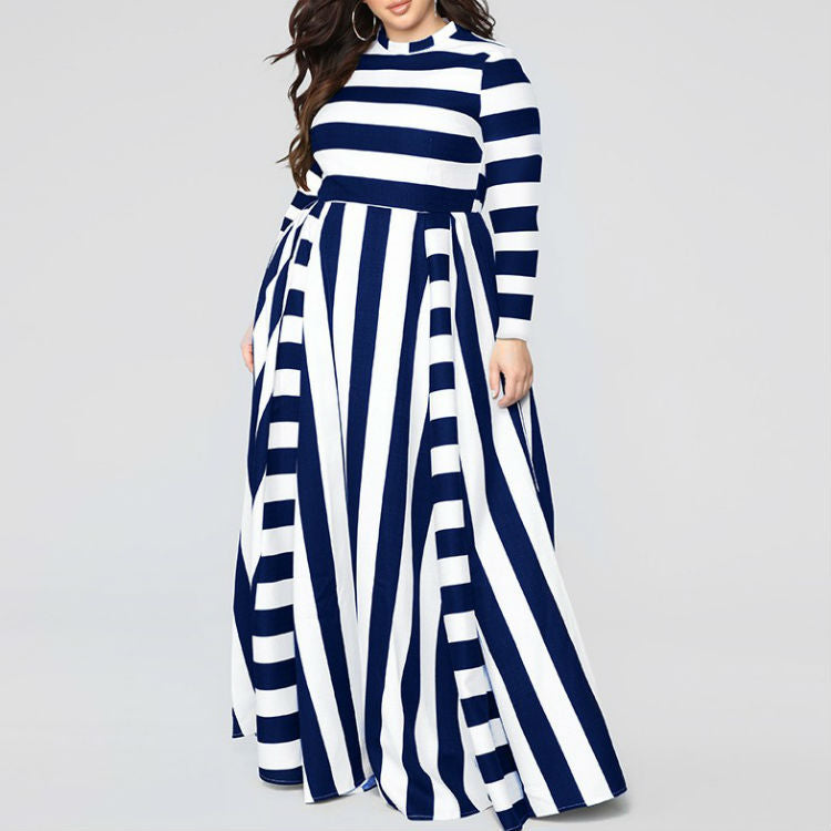 Curvy Striped Maxi Dress