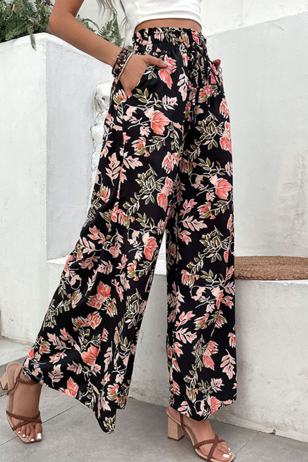 Floral Wide Leg Pants